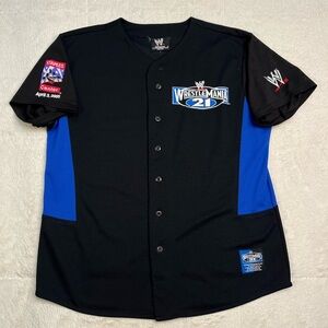 2005 WWE Wrestle Mania 21 Staples Center Embroidered Baseball Jersey Mens M Y2K